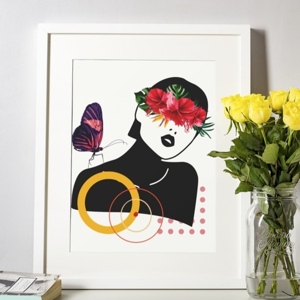 Modern Wall Art Print Tropical Girl Unframed - Picture 5 of 11